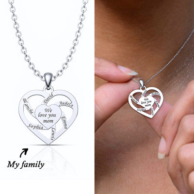 Christmas Gift-Personalized Name  Family Heart Necklace