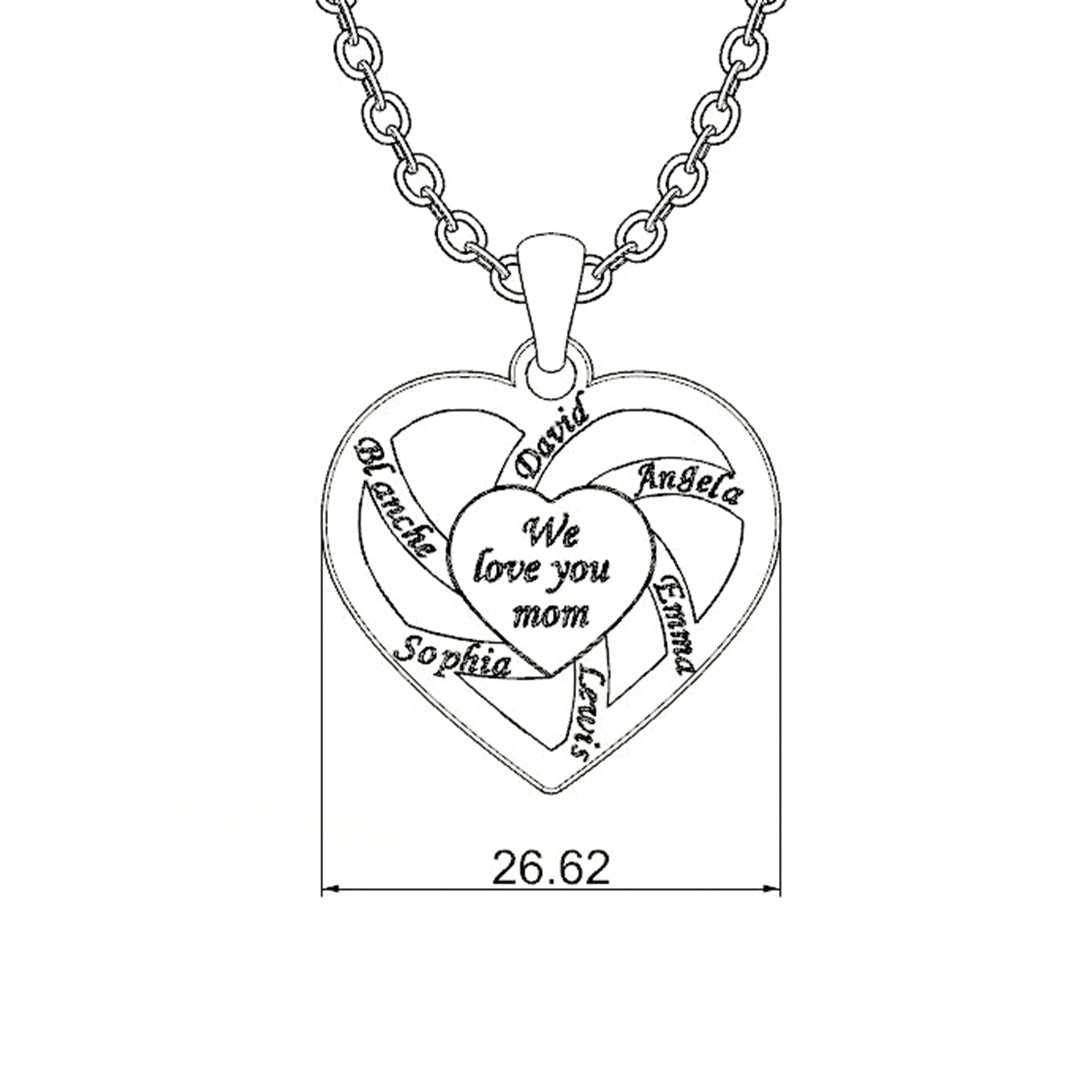 Christmas Gift-Personalized Name  Family Heart Necklace