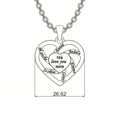 Christmas Gift-Personalized Name  Family Heart Necklace