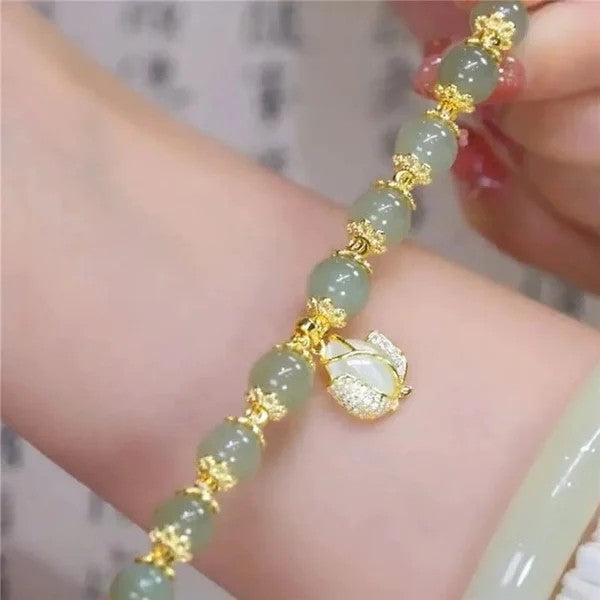 Hetian Jade Gold Leaf Bracelet