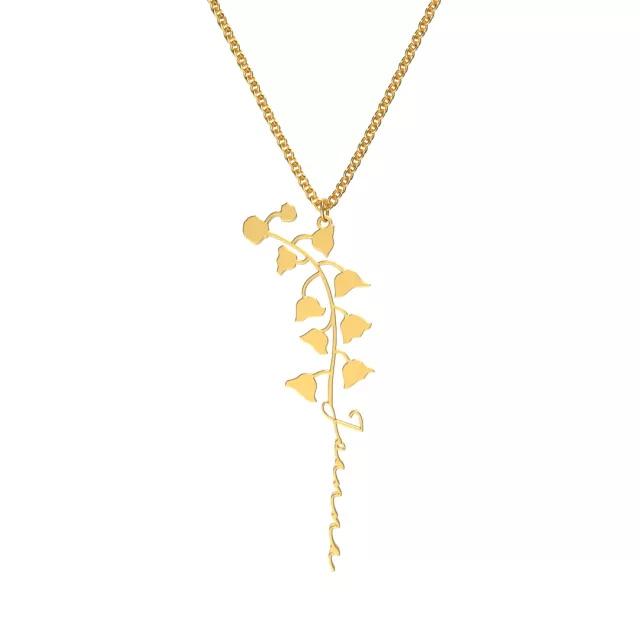 Mother's Day Gift Dainty Name Necklace With Birth Flower