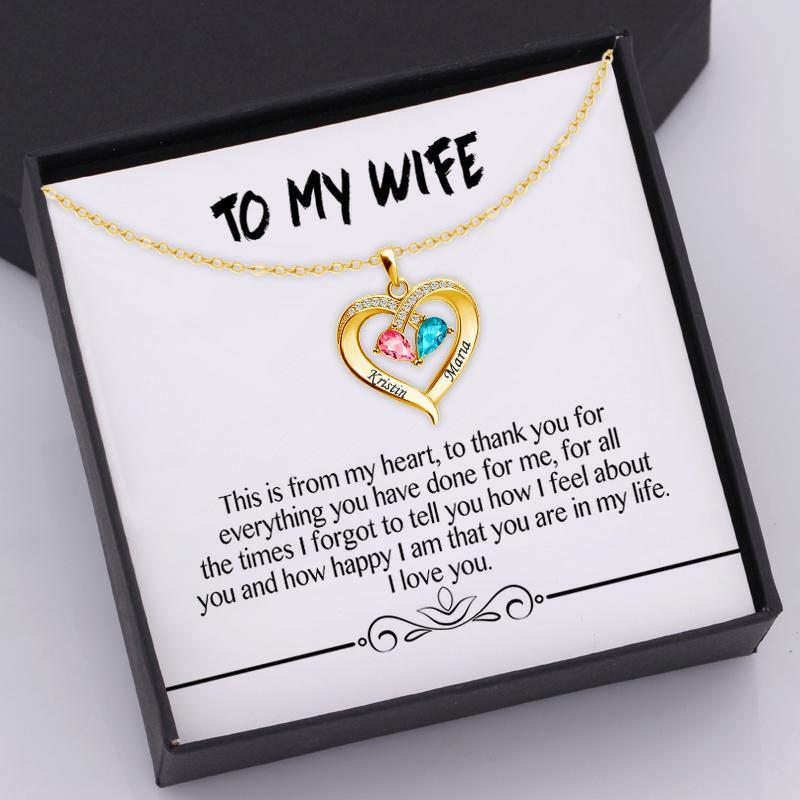 Forever Love Birthstone & Diamond Heart Pendant Necklace