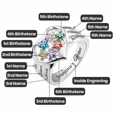 Personalized Family Ring with Names and Birthstones