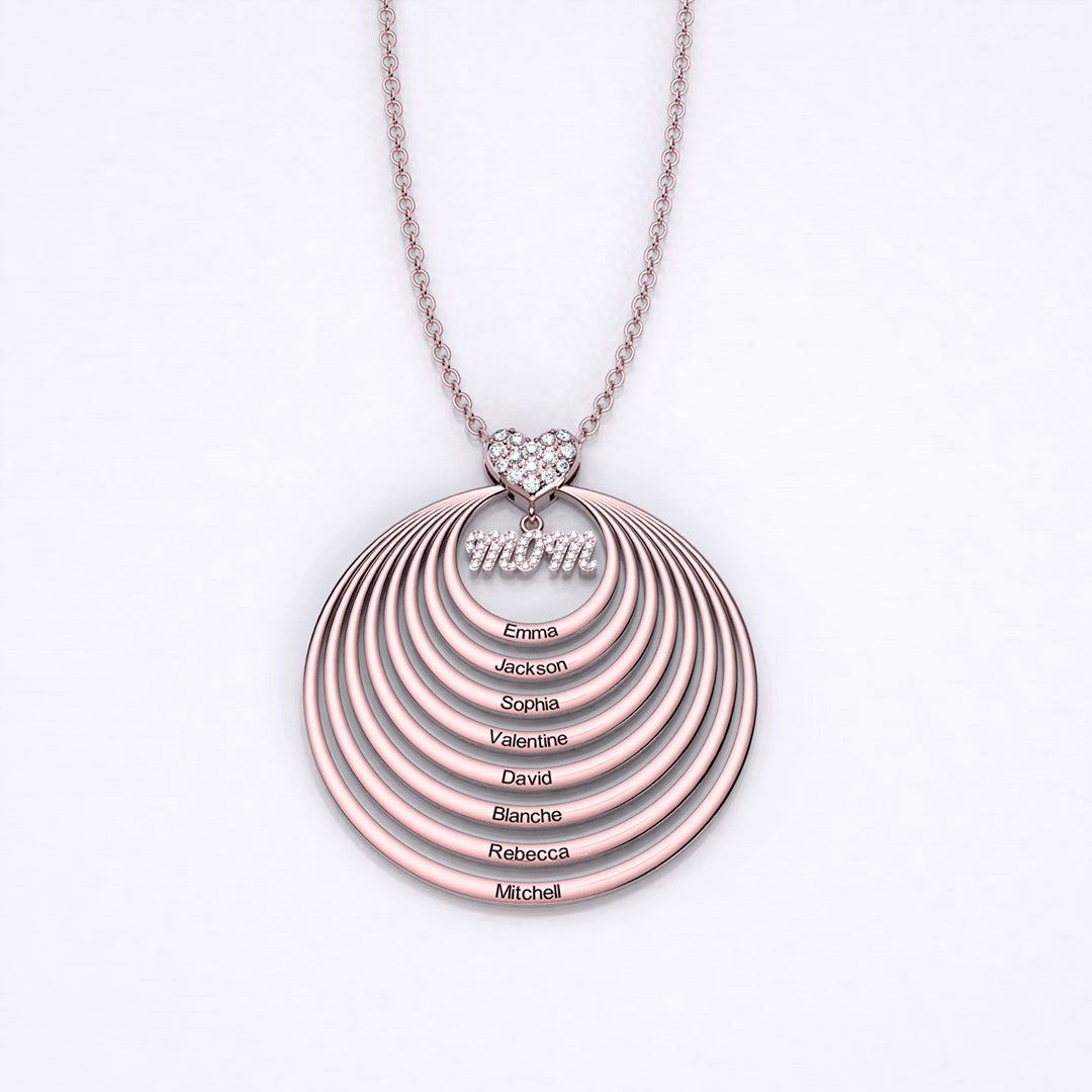 Mother's Day Gift Personalized Family Stacked Circles Necklace Connect with Mom's Heart