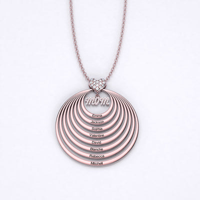 Mother's Day Gift Personalized Family Stacked Circles Necklace Connect with Mom's Heart