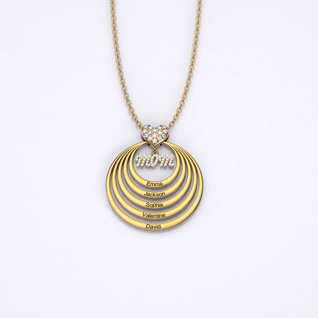 Mother's Day Gift Personalized Family Stacked Circles Necklace Connect with Mom's Heart