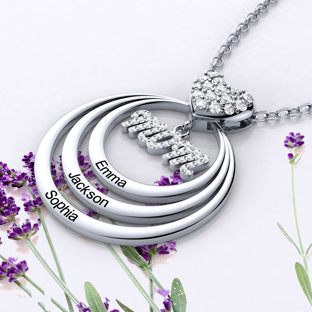 Mother's Day Gift Personalized Family Stacked Circles Necklace Connect with Mom's Heart