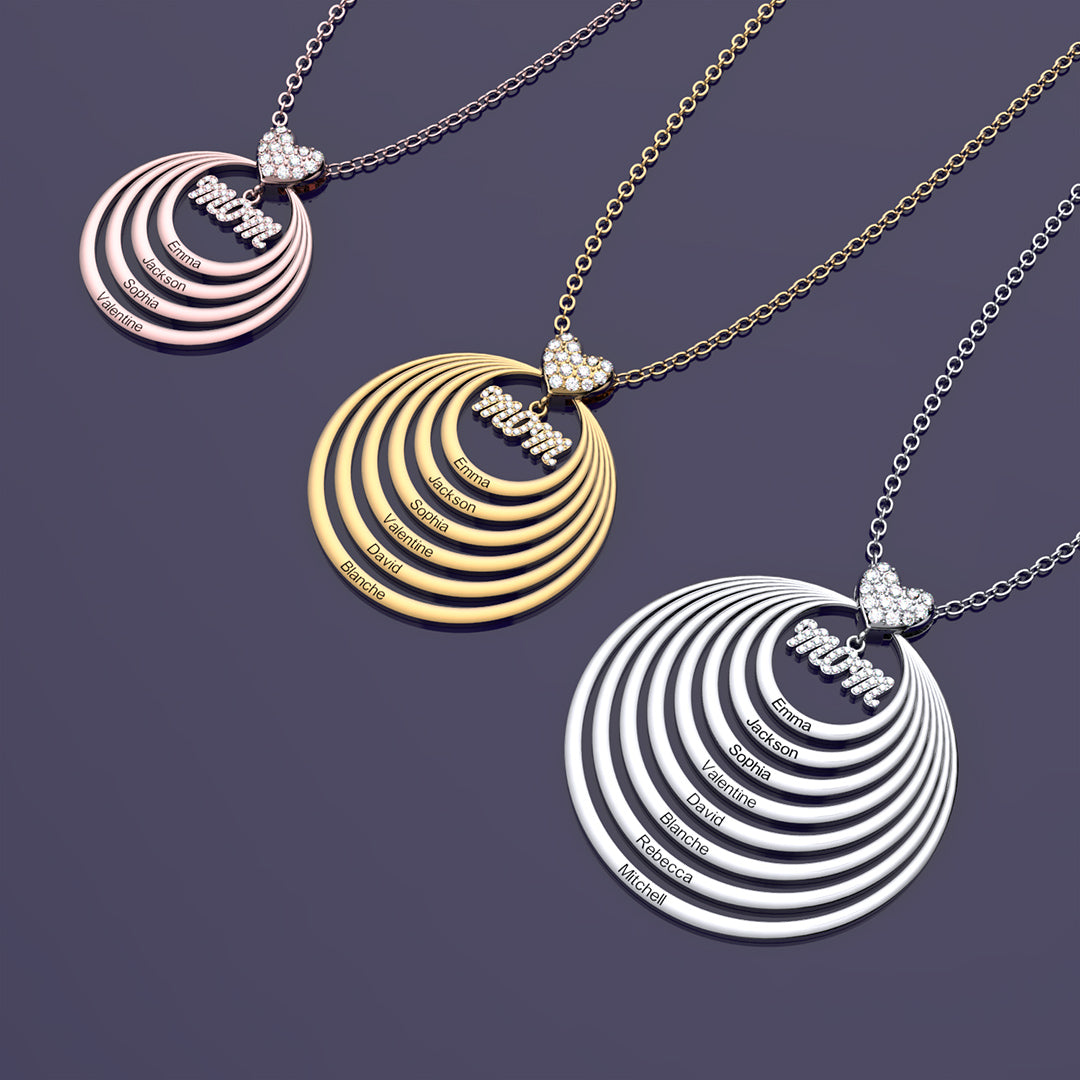 Mother's Day Gift Personalized Family Stacked Circles Necklace Connect with Mom's Heart