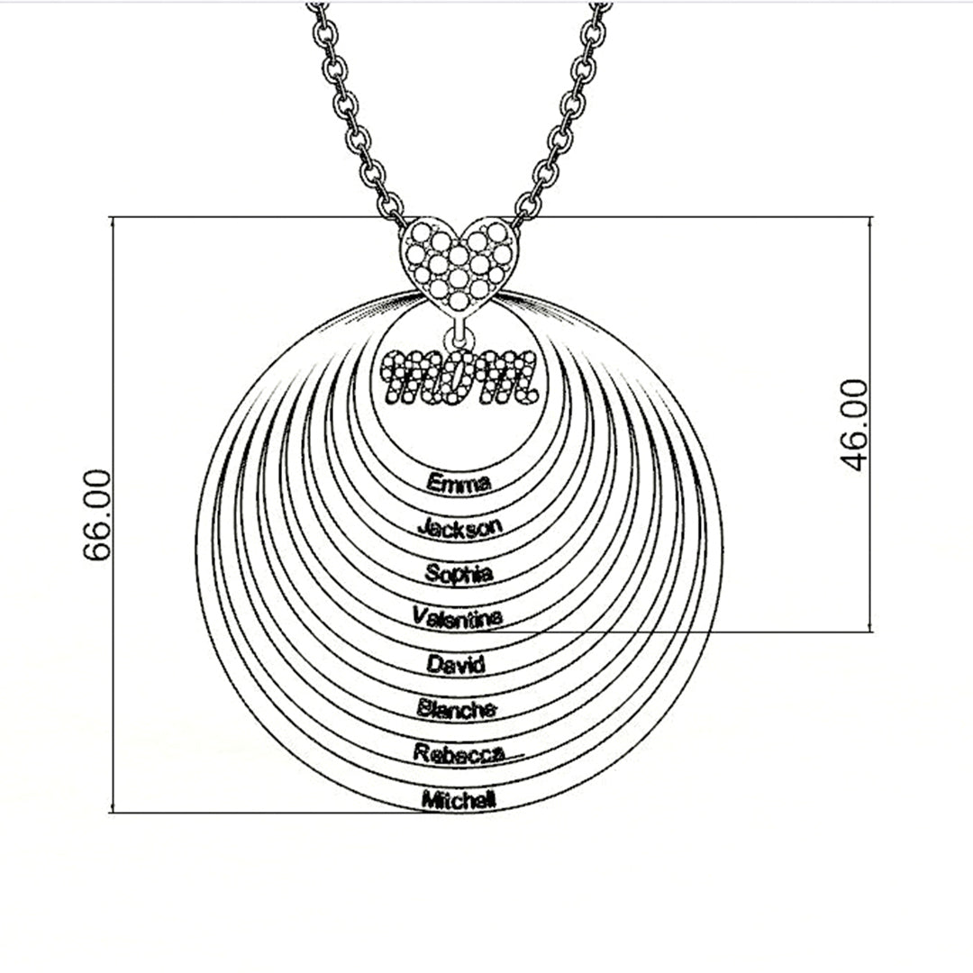 Mother's Day Gift Personalized Family Stacked Circles Necklace Connect with Mom's Heart