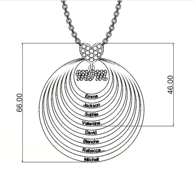 Mother's Day Gift Personalized Family Stacked Circles Necklace Connect with Mom's Heart