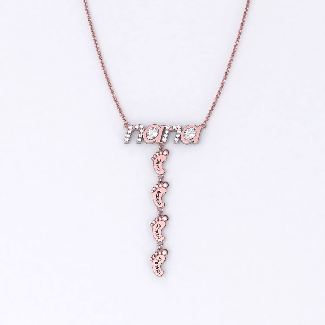 Mother's Day Gift Personalised Heart Crystal Mom Necklace With Baby Feet