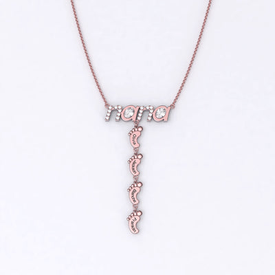 Mother's Day Gift Personalised Heart Crystal Mom Necklace With Baby Feet