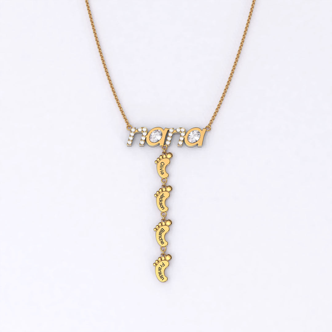Mother's Day Gift Personalised Heart Crystal Mom Necklace With Baby Feet