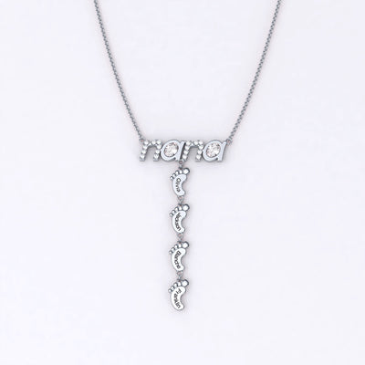 Mother's Day Gift Personalised Heart Crystal Mom Necklace With Baby Feet