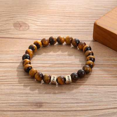 Tiger Eye Men Bracelet Personalized with Beaded Warp Bracelet Grey