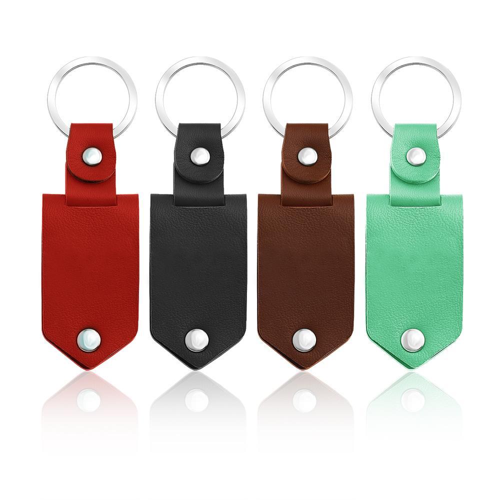 Mother's Day Gift Custom Photo cowhide Leather Keychain