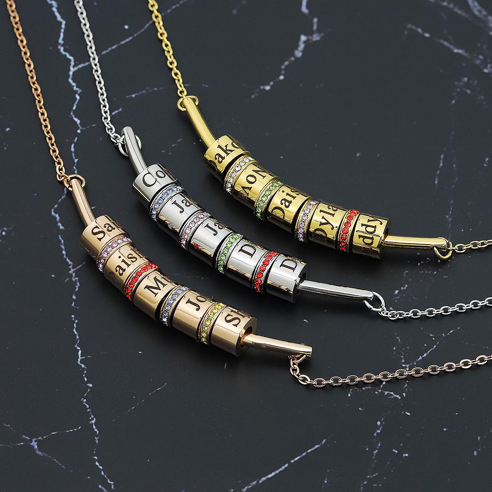 Mother's Day Gift Smile Bar Necklace with Custom Beads