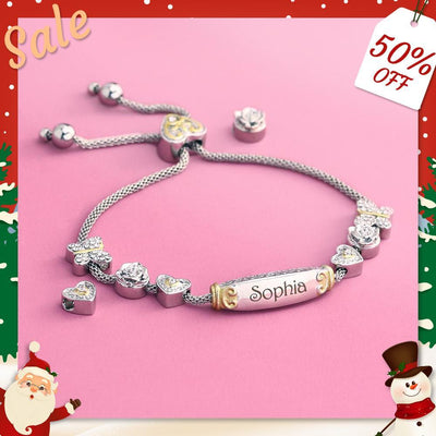 Christmas Gift Granddaughter Bolo Bracelet With Personalized Engravings