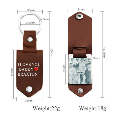 Mother's Day Gift Custom Photo cowhide Leather Keychain