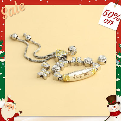 Christmas Gift Granddaughter Bolo Bracelet With Personalized Engravings