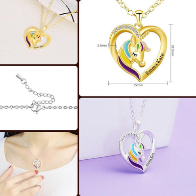 Mother's Day Gift Personalized Rainbow Unicorn Necklace-Fast Shipping guaranteed