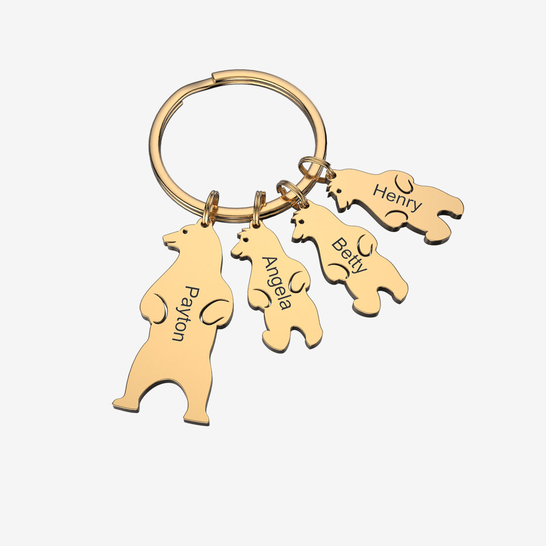 Mother's Day Gift Customized Family Bear Charm Keychain