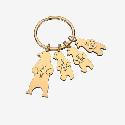 Mother's Day Gift Customized Family Bear Charm Keychain