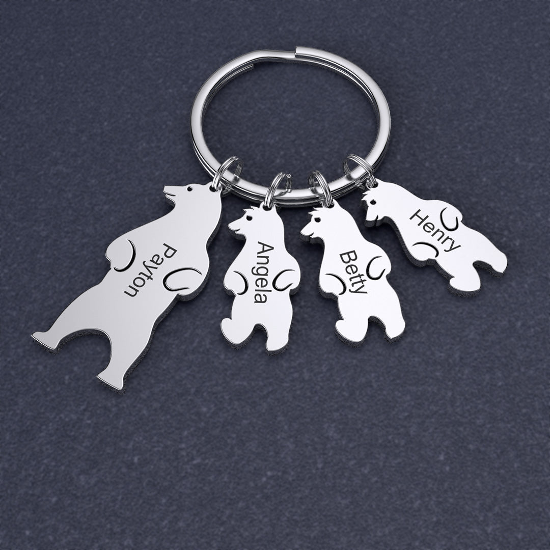 Mother's Day Gift Customized Family Bear Charm Keychain