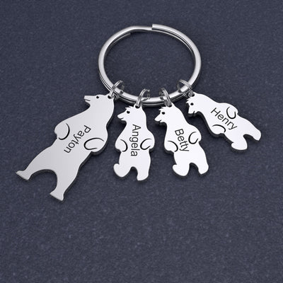 Mother's Day Gift Customized Family Bear Charm Keychain