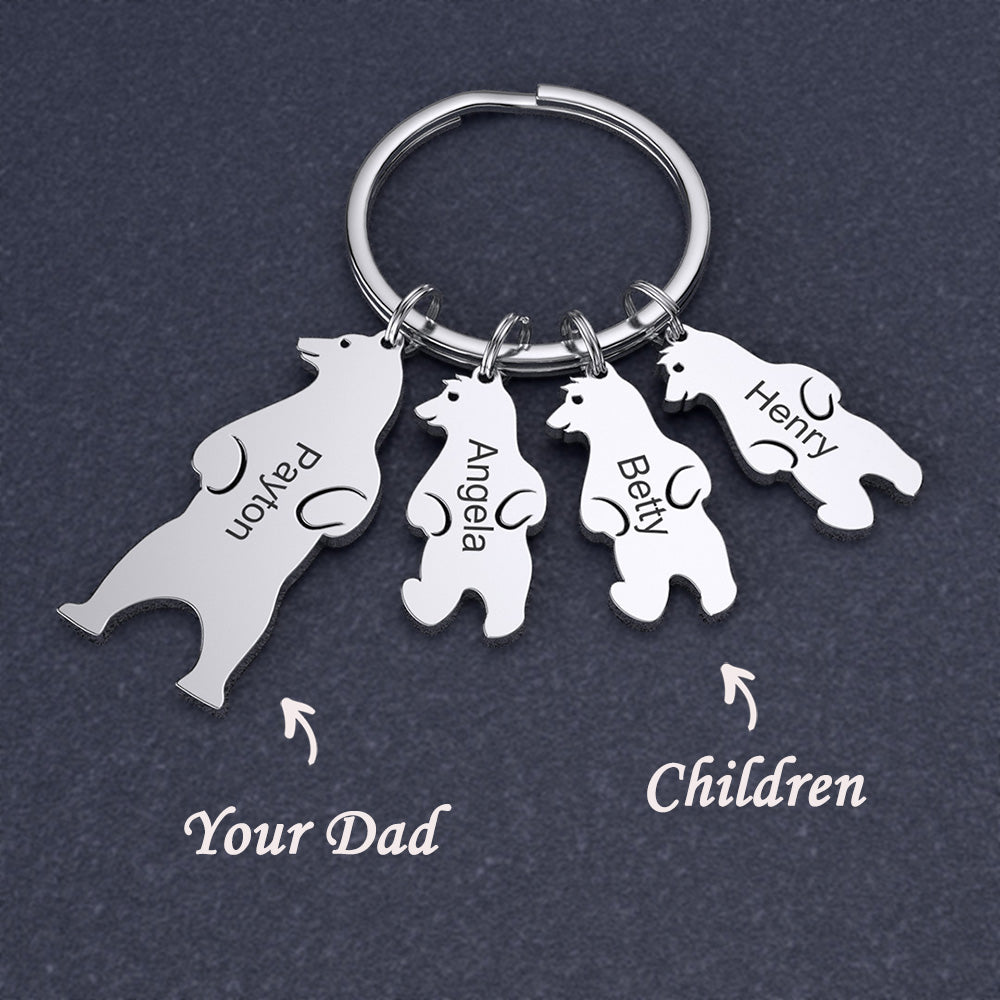 Mother's Day Gift Customized Family Bear Charm Keychain
