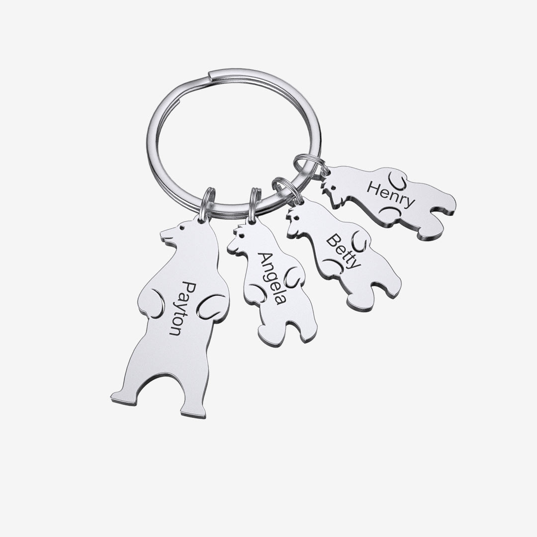 Mother's Day Gift Customized Family Bear Charm Keychain