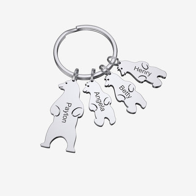 Mother's Day Gift Customized Family Bear Charm Keychain