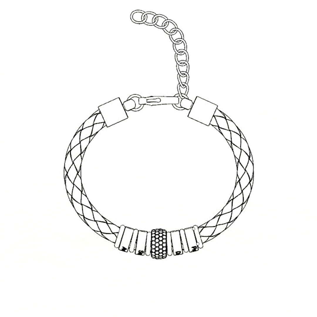 Father's Day Gift Men Braided Leather Bracelet with Diamond Custom Beads