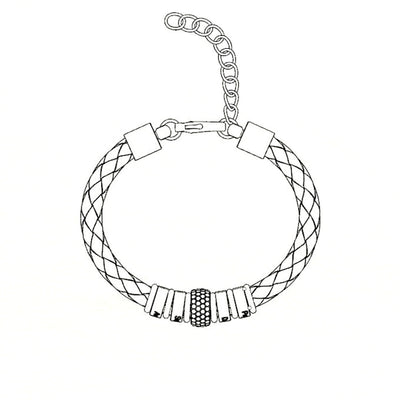 Father's Day Gift Men Braided Leather Bracelet with Diamond Custom Beads