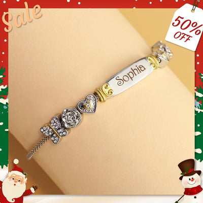 Christmas Gift Granddaughter Bolo Bracelet With Personalized Engravings