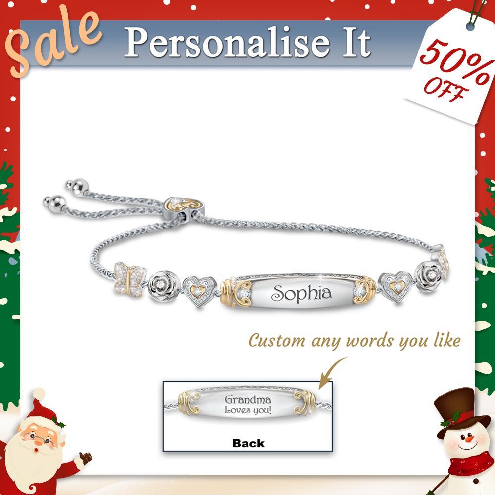 Christmas Gift Granddaughter Bolo Bracelet With Personalized Engravings
