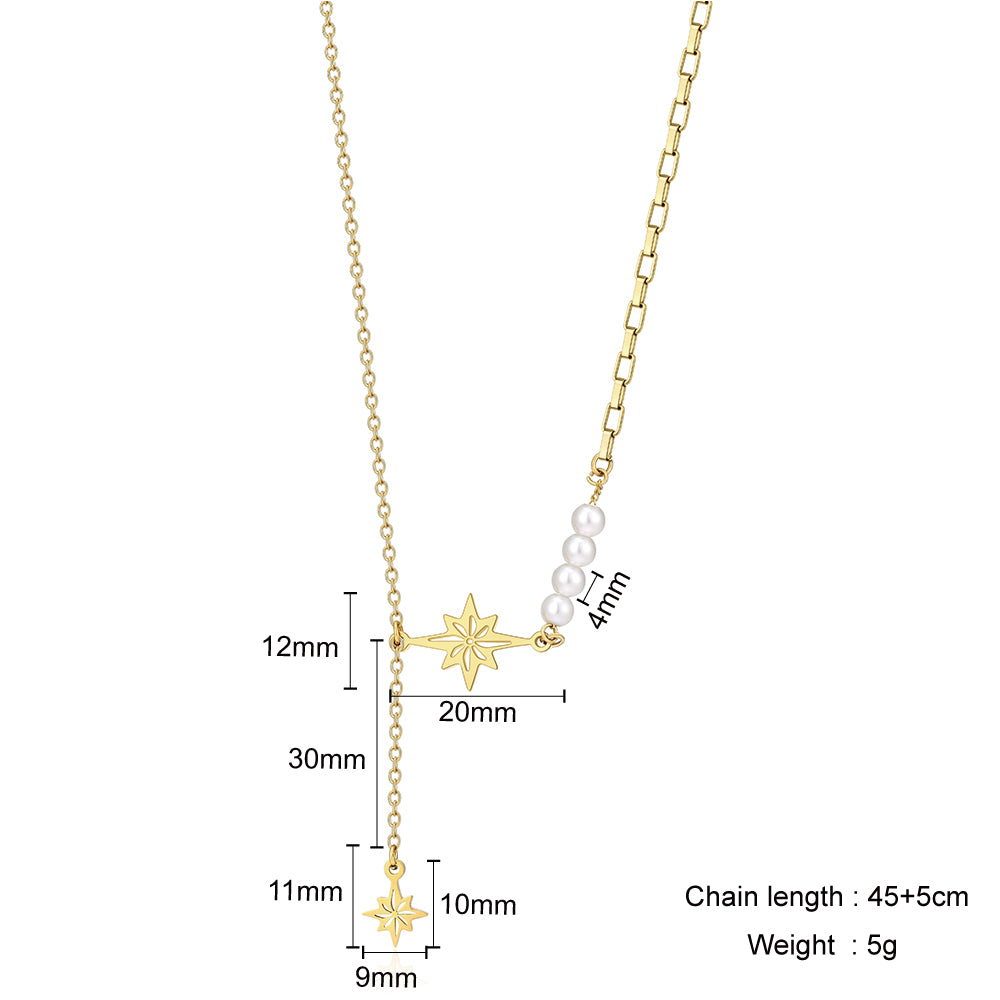 Mother's Day Gift Eight-pointed star tassel pendant necklace