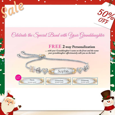 Christmas Gift Granddaughter Bolo Bracelet With Personalized Engravings