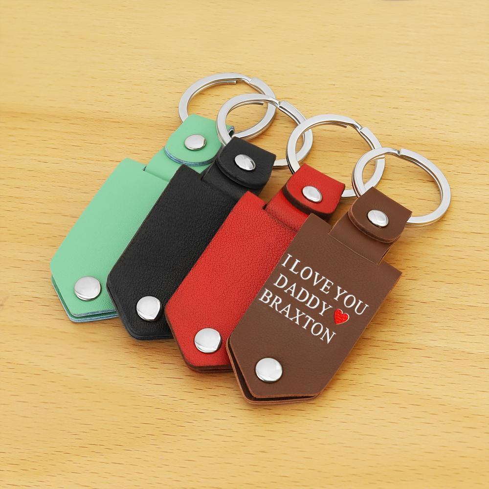 Mother's Day Gift Custom Photo cowhide Leather Keychain