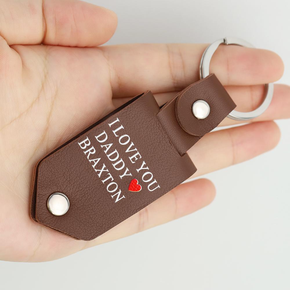 Mother's Day Gift Custom Photo cowhide Leather Keychain