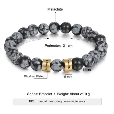 Tiger Eye Men Bracelet Personalized with Beaded Warp Bracelet Grey