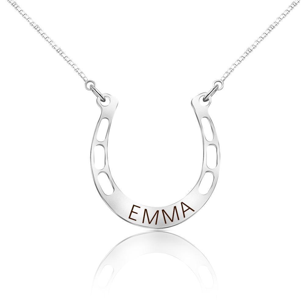 Mother's Day Gift Sterling silver Jewelry lucky Horse Shoe Pendant with Cable Chain for Girl