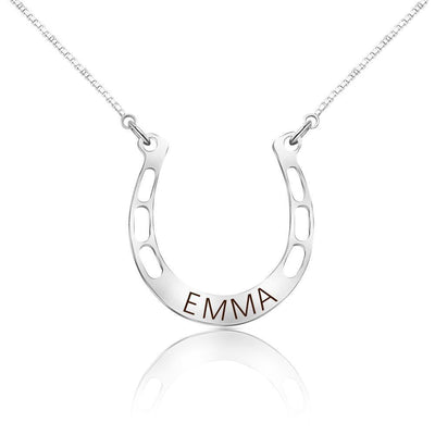 Mother's Day Gift Sterling silver Jewelry lucky Horse Shoe Pendant with Cable Chain for Girl