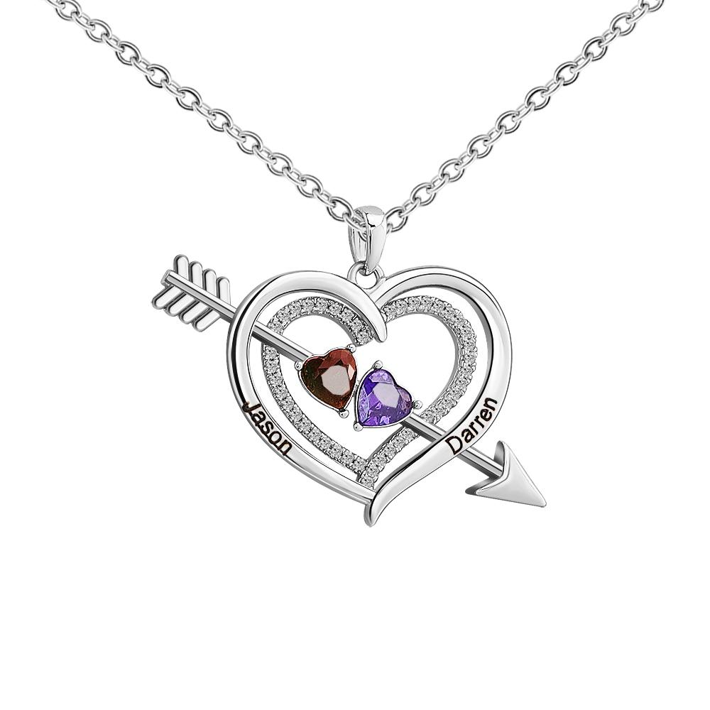 Valentine's Day Gift Forever Love Birthstone & Diamond Heart Pendant Necklace