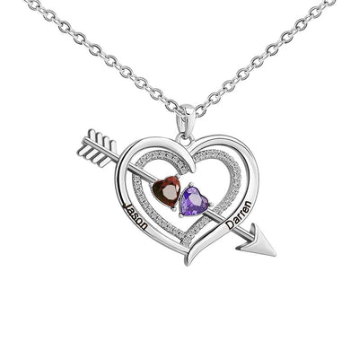 Valentine's Day Gift Forever Love Birthstone & Diamond Heart Pendant Necklace