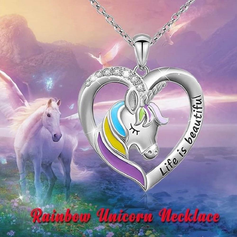 Mother's Day Gift Personalized Rainbow Unicorn Necklace-Fast Shipping guaranteed