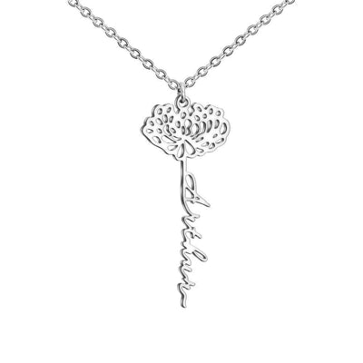 Mother's Day Gift Dainty Name Necklace With Birth Flower
