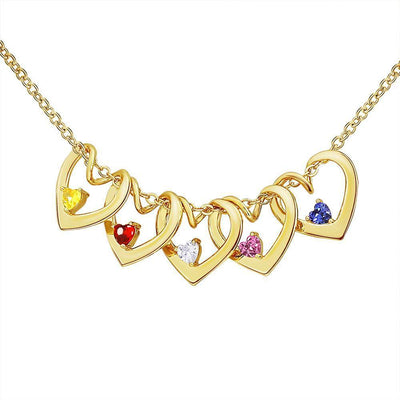 Mother's Day Gift Personalized Heart Name Birthstone Necklace For Mom Grandma