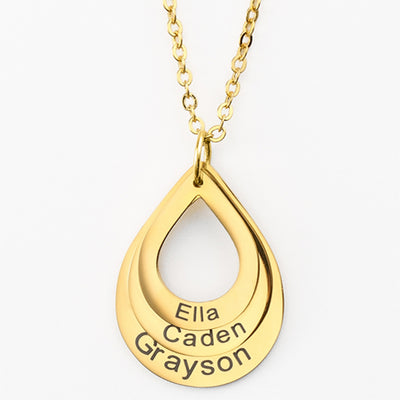 Christmas Gift ’Engraved Drop Shaped Family Necklace