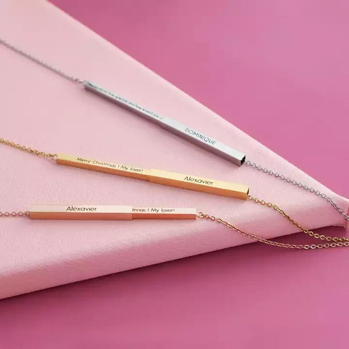 Mother's Day Gift Personalized Secret Message Engraved Slider Necklace